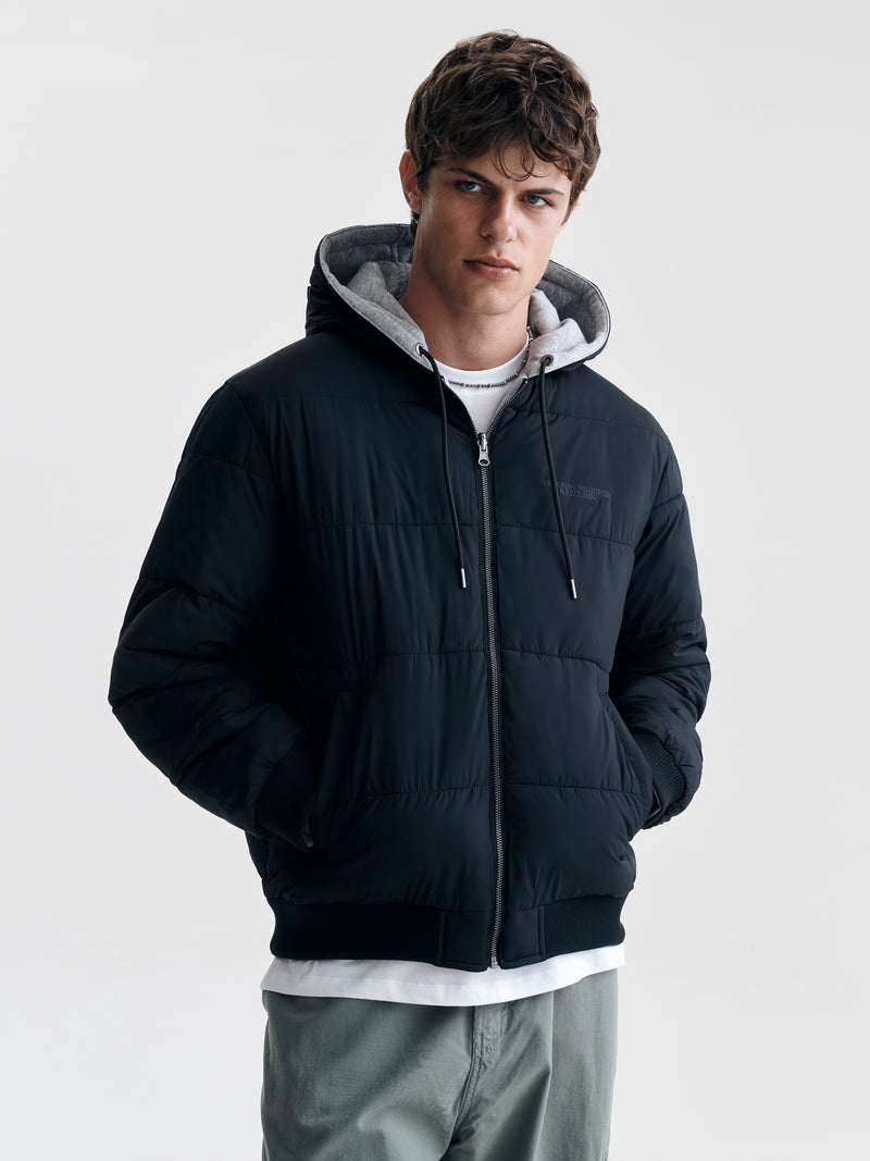 Men's Reversible Hooded Jacket in Jet Black - BROOKLYN INDUSTRIES