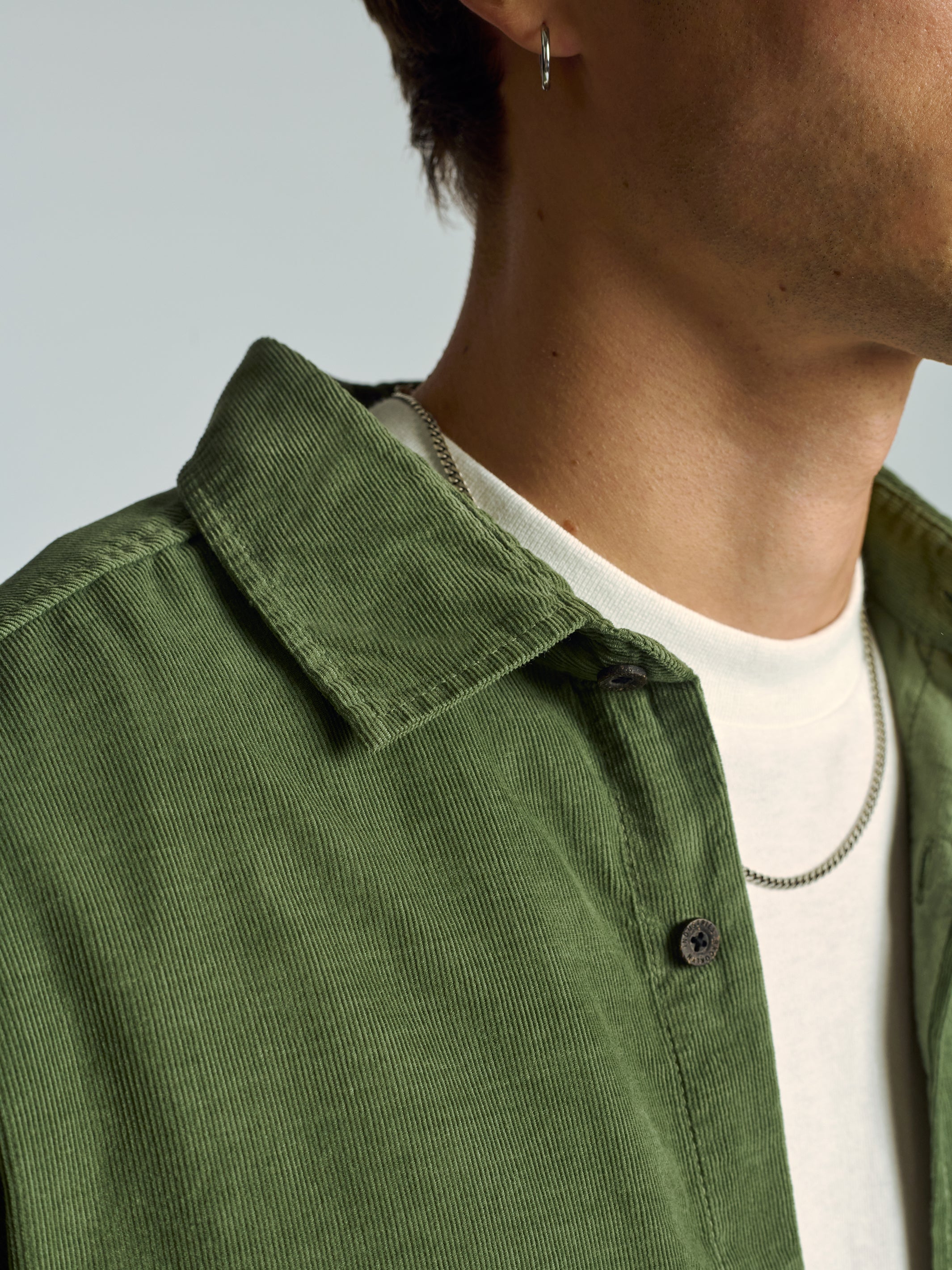 Men's Long Sleeve Corduroy Shirt In Agave Green - BROOKLYN INDUSTRIES