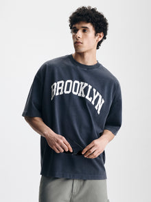 Men's Oversized Brooklyn T-Shirt in Ombre Blue - BROOKLYN INDUSTRIES