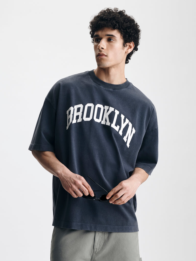 Men's Oversized Brooklyn T-Shirt in Ombre Blue - BROOKLYN INDUSTRIES