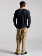 Men's Long Sleeve Henley T-Shirt In Black - BROOKLYN INDUSTRIES