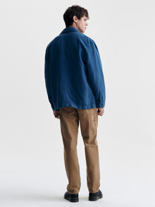 Men's Linen Utility Overshirt in Navy Peony - BROOKLYN INDUSTRIES