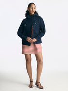 Women's Short Hooded Utility Jacket in Blue Berry - BROOKLYN INDUSTRIES