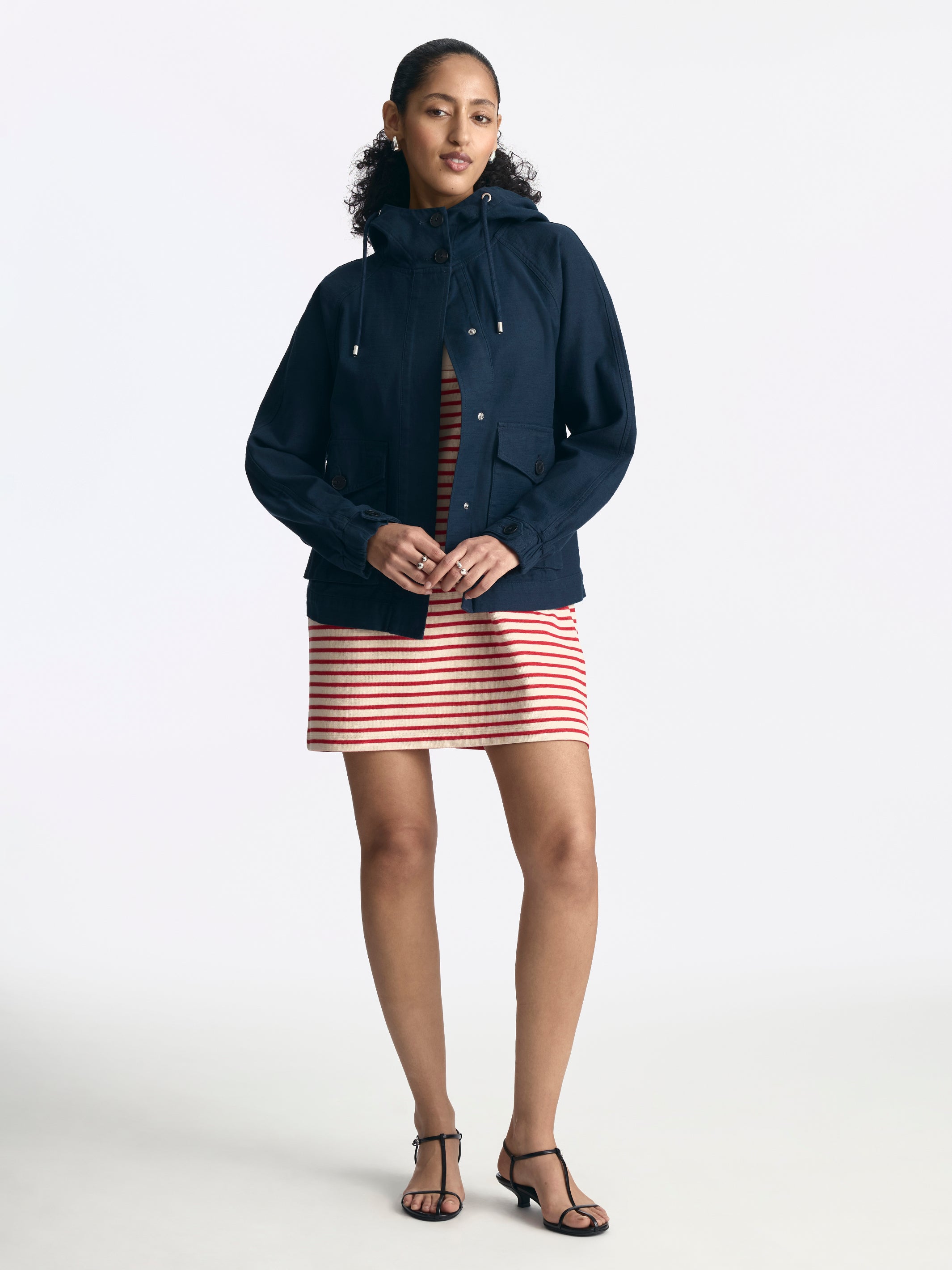 Women's Short Hooded Utility Jacket in Blue Berry - BROOKLYN INDUSTRIES