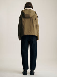 Women's Hooded Puffer Jacket in Dusky Green - BROOKLYN INDUSTRIES