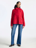 Women's Short Hooded Utility Jacket in Tango Red - BROOKLYN INDUSTRIES