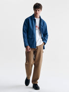 Men's Linen Utility Overshirt in Navy Peony - BROOKLYN INDUSTRIES