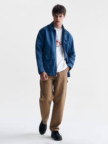 Men's Linen Utility Overshirt in Navy Peony - BROOKLYN INDUSTRIES