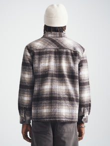 Men's Plaid Shacket in Seal Brown Check