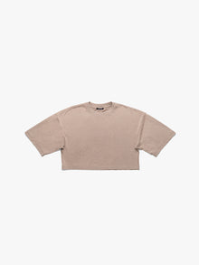 Women's York Oversized Cropped Tee In Sand - BROOKLYN INDUSTRIES