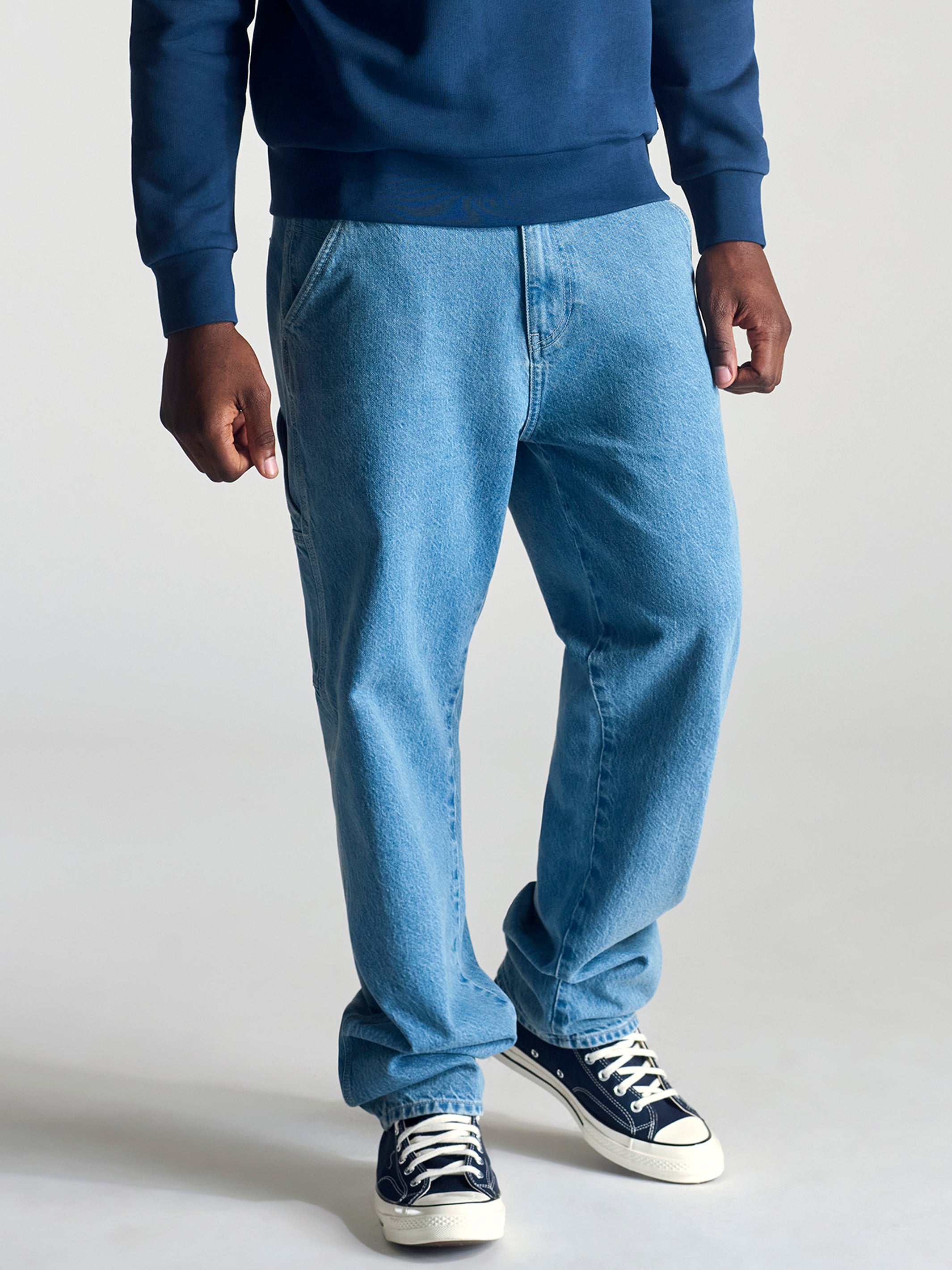 Men's Central Loose Carpenter Pants in Light Blue Denim - BROOKLYN INDUSTRIES