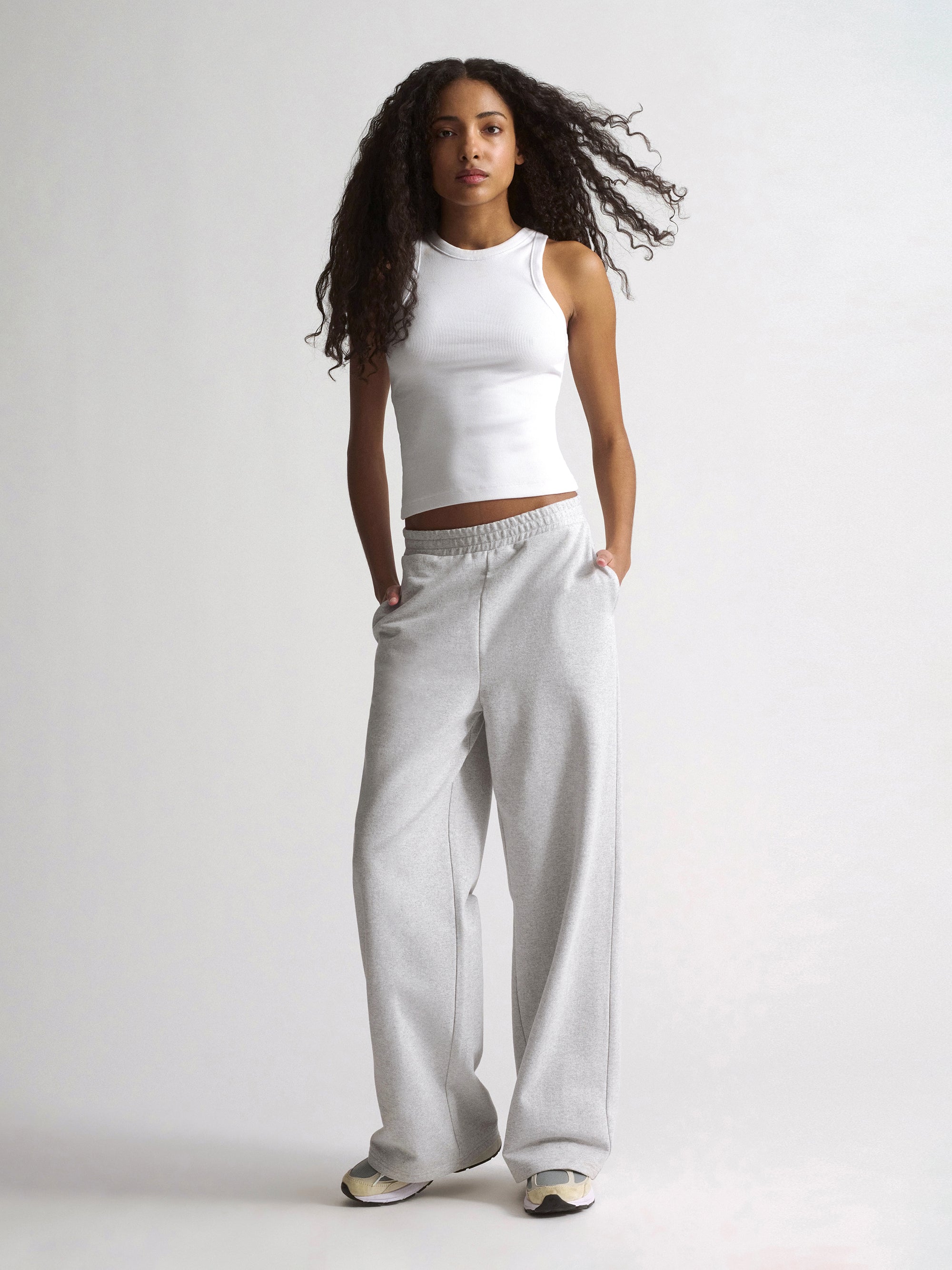 Women's Brooklyn Wide-Leg Sweatpants In Light Grey Melange