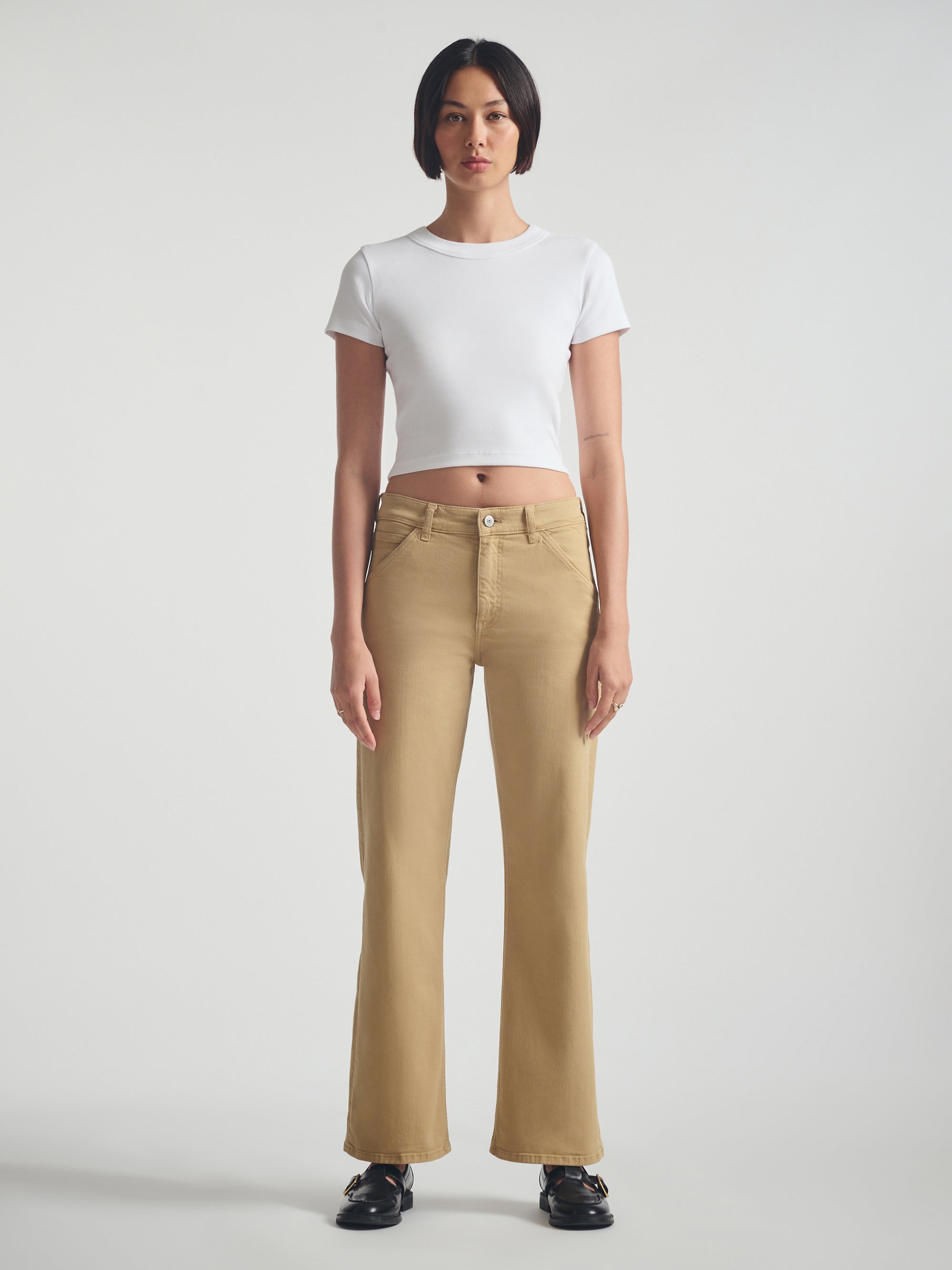 Women's Ribbed Cropped T-Shirt in White