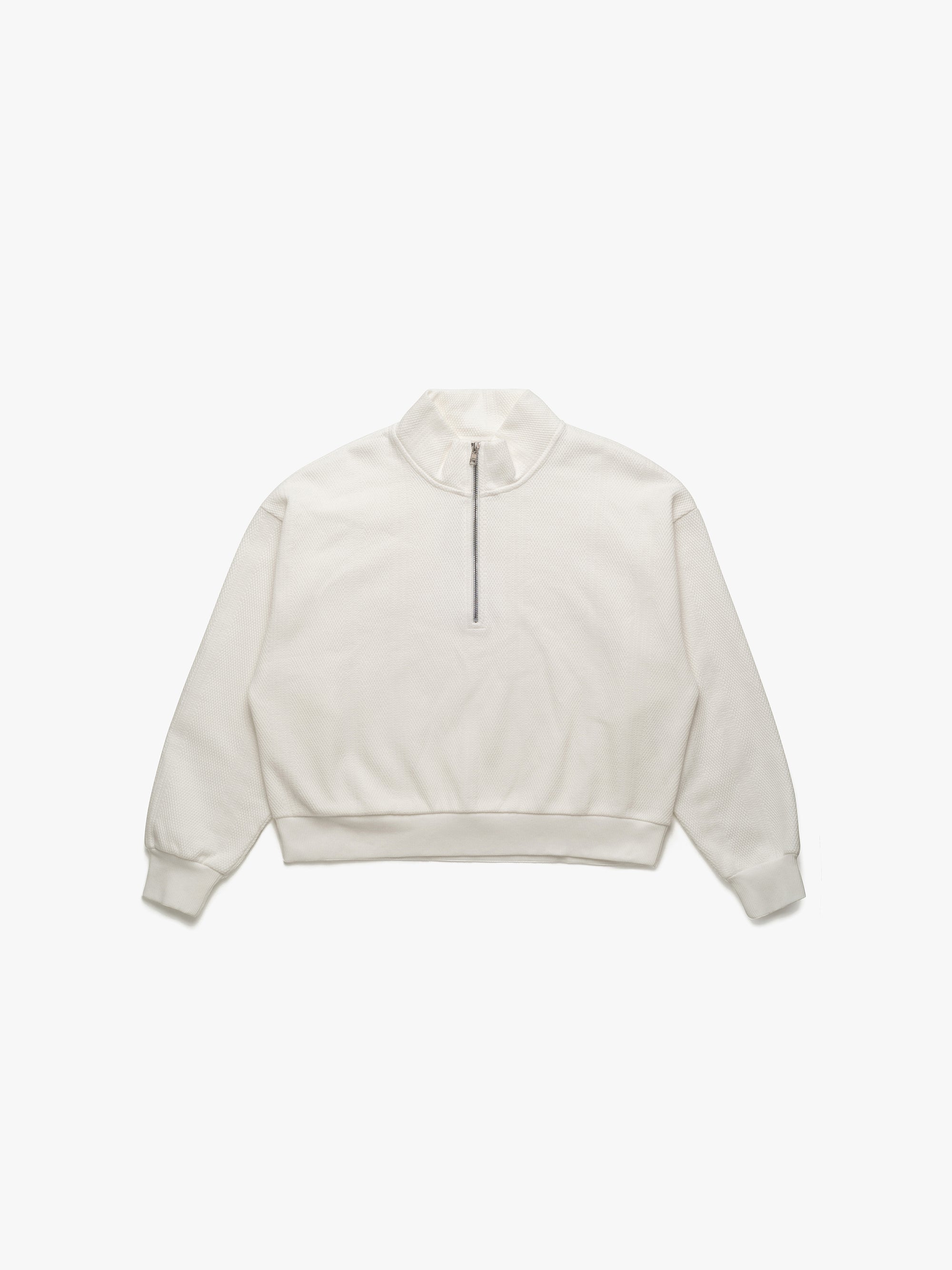 Women's Half Zip Sweatshirt In Antique White - BROOKLYN INDUSTRIES