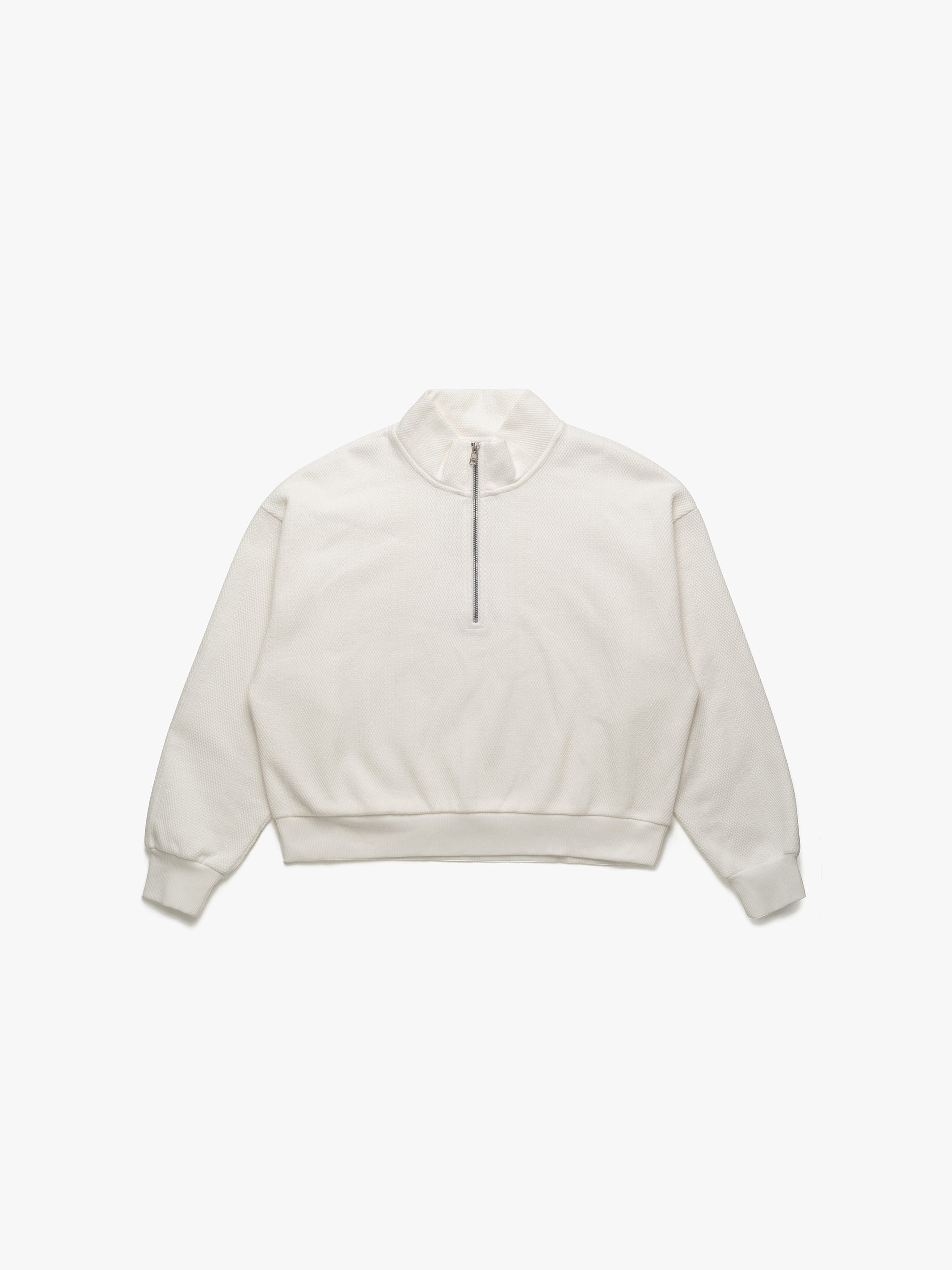 Women's Half Zip Sweatshirt In Antique White - BROOKLYN INDUSTRIES