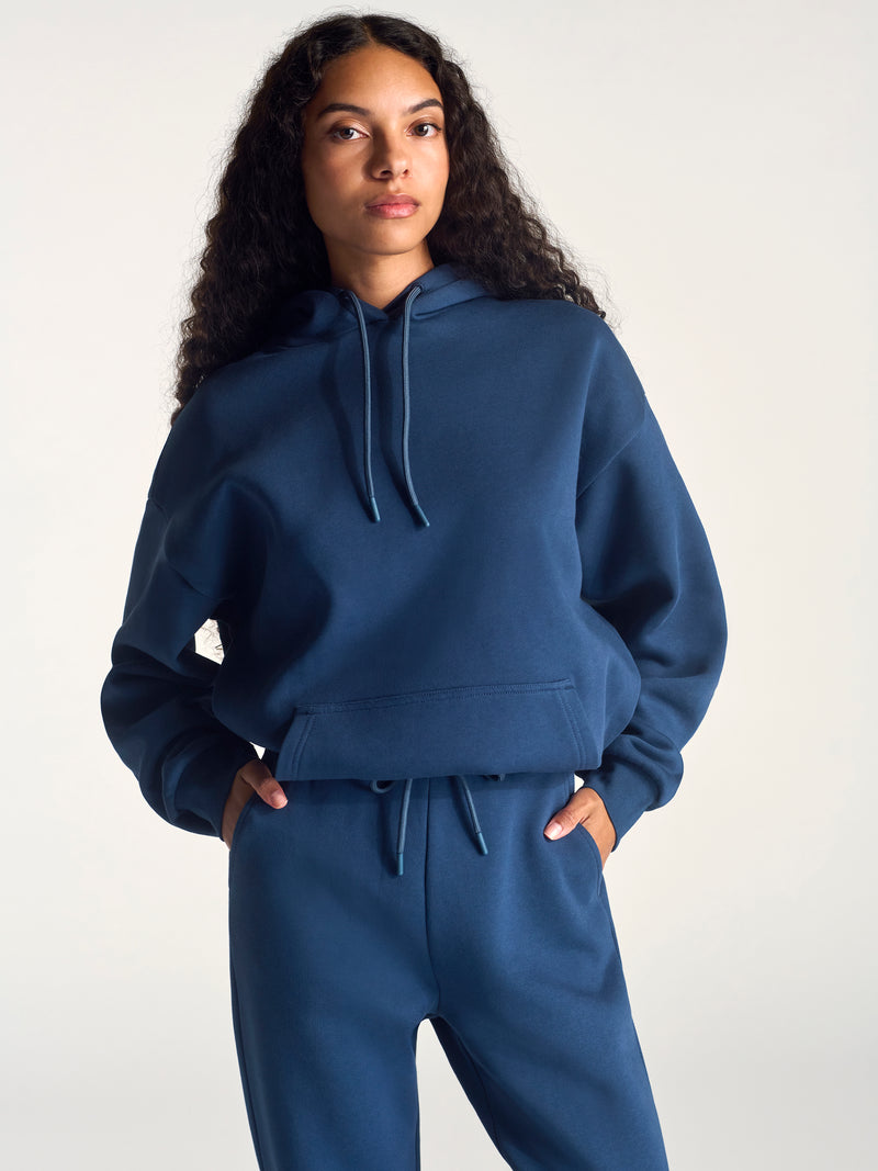 Women's Montrose Hooded Sweatshirt In Dark Denim - BROOKLYN INDUSTRIES