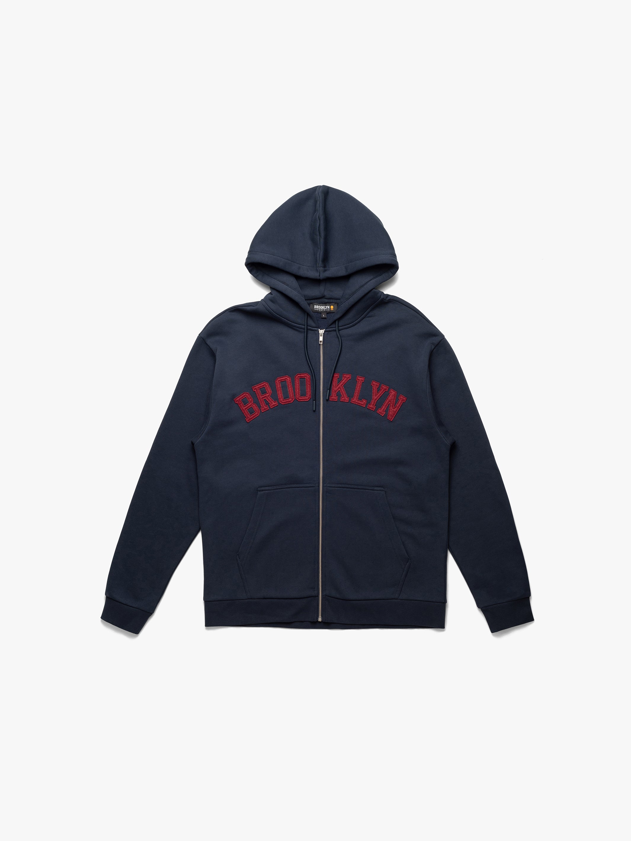 Men's Campus Zip Up Sweatshirt In Navy - BROOKLYN INDUSTRIES