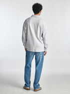 Men's Polo Sweatshirt in Grey Melange - BROOKLYN INDUSTRIES