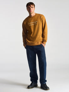 Men's Embroidered Crew Neck Sweatshirt In Spice - BROOKLYN INDUSTRIES