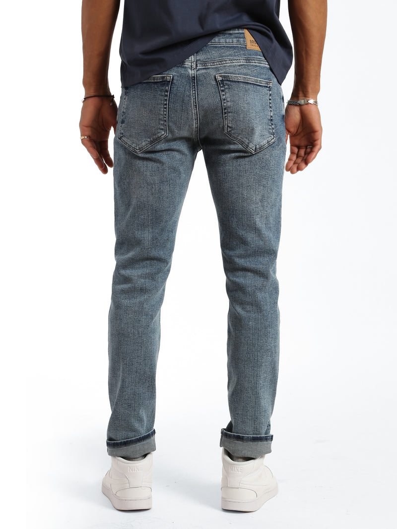 Bedford Slim Leg Jeans in Mid Brushed Denim - BROOKLYN INDUSTRIES