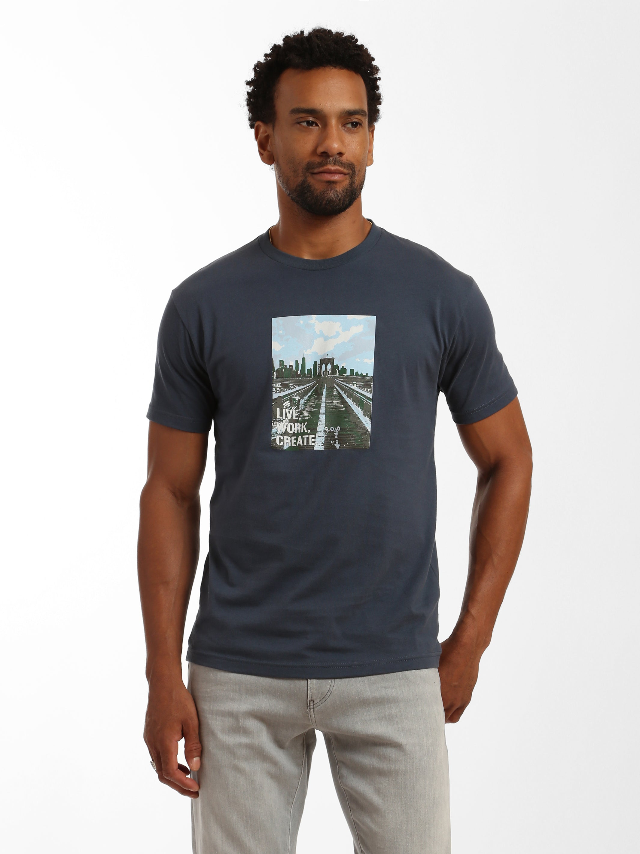 Men's Brooklyn Bridge Live, Work, Create T-Shirt - BROOKLYN INDUSTRIES