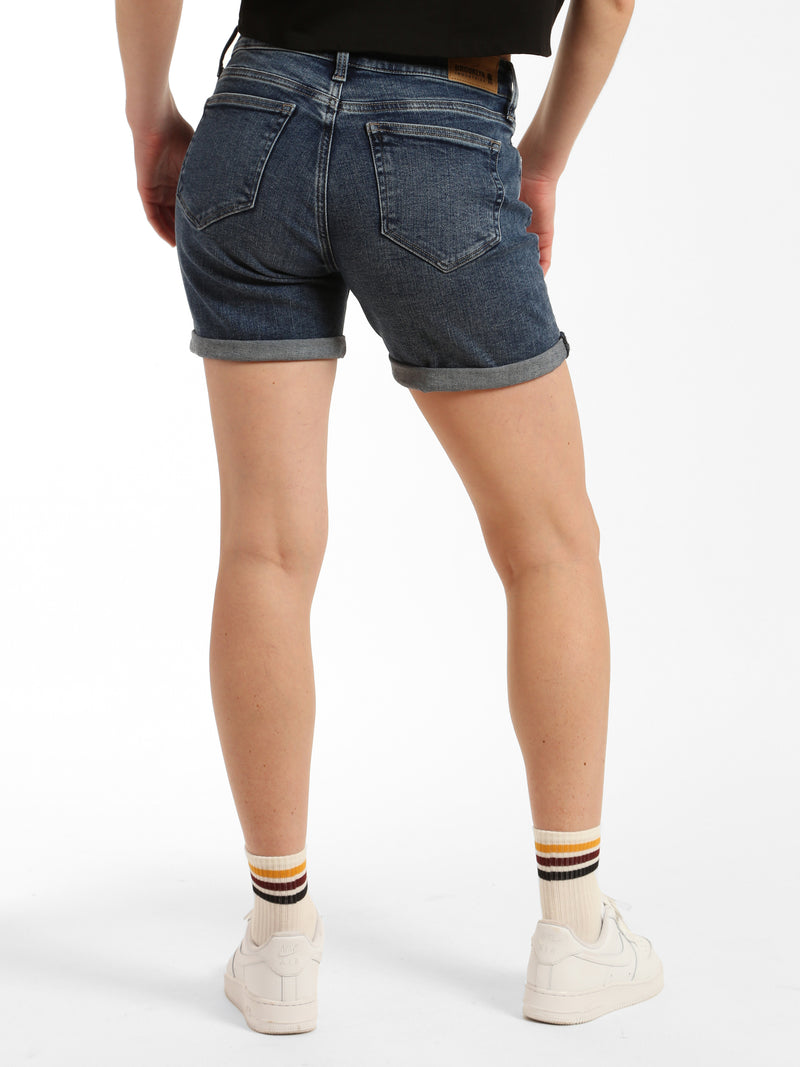 Crown Boyfriend Shorts in Dark Brushed Denim - BROOKLYN INDUSTRIES