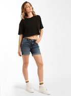 Crown Boyfriend Shorts in Dark Brushed Denim - BROOKLYN INDUSTRIES