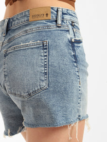 Cypress High Rise Relaxed Shorts in Mid Denim - BROOKLYN INDUSTRIES