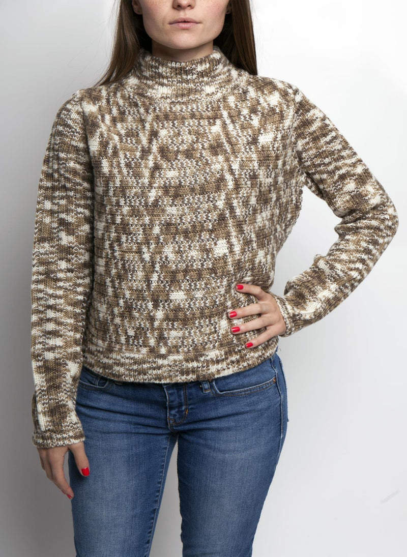 Ella Mock Neck Sweater Mushroom - BROOKLYN INDUSTRIES