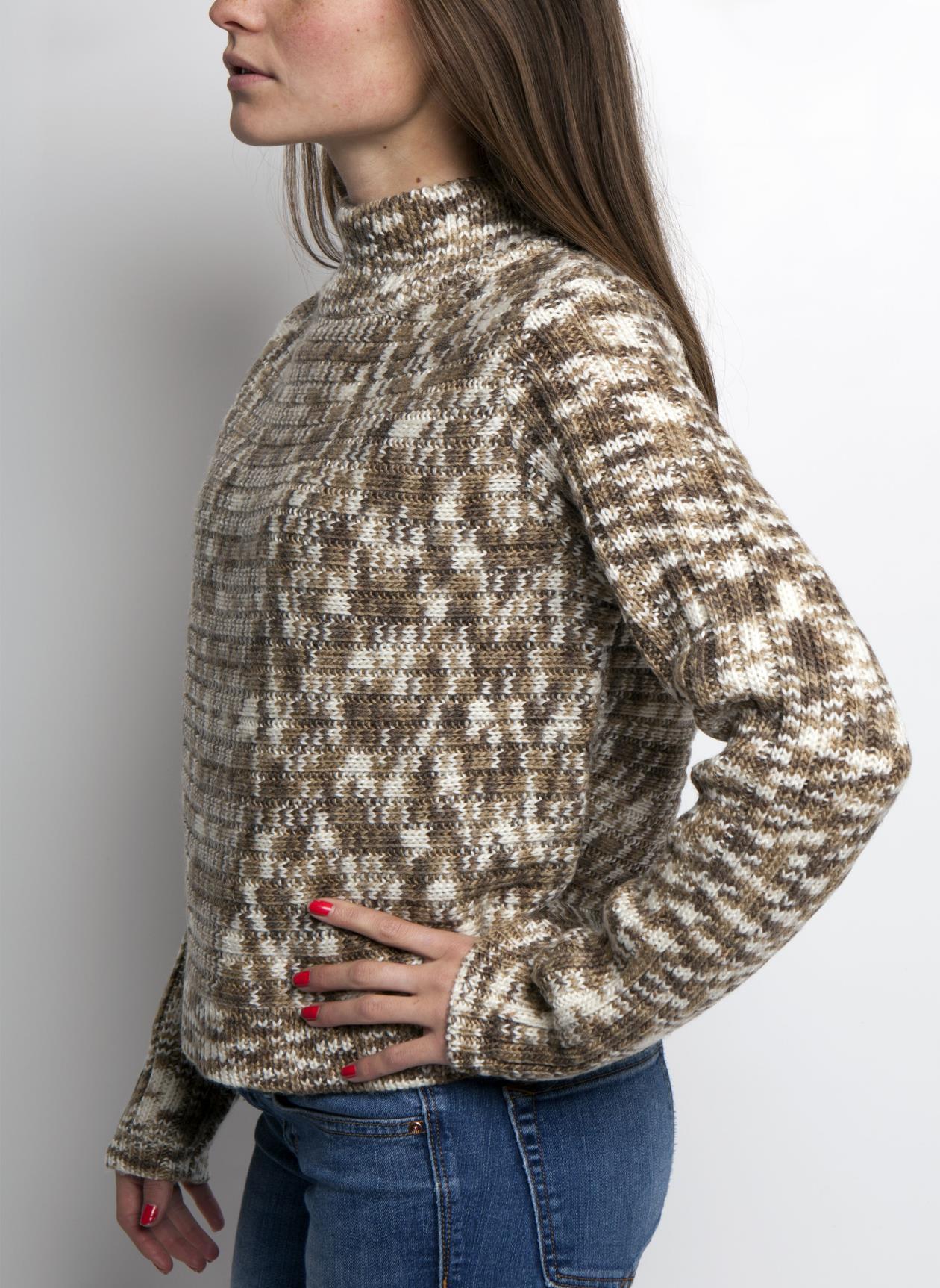 Ella Mock Neck Sweater Mushroom - BROOKLYN INDUSTRIES