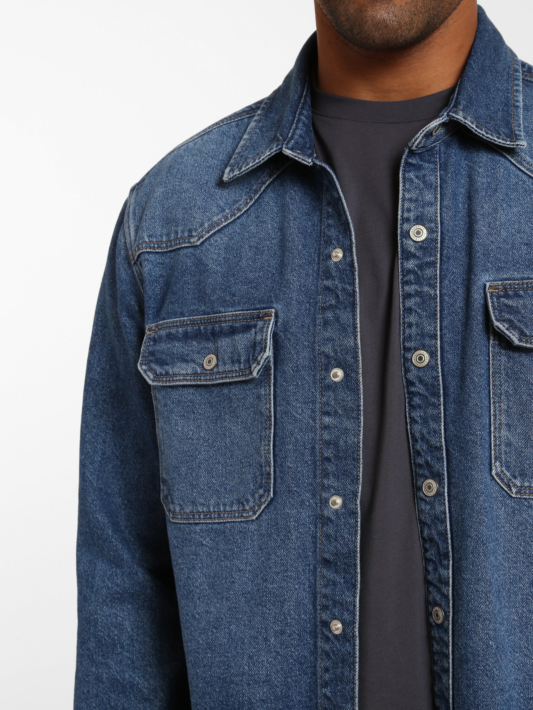 North Denim Shirt in Dark Indigo Denim - BROOKLYN INDUSTRIES