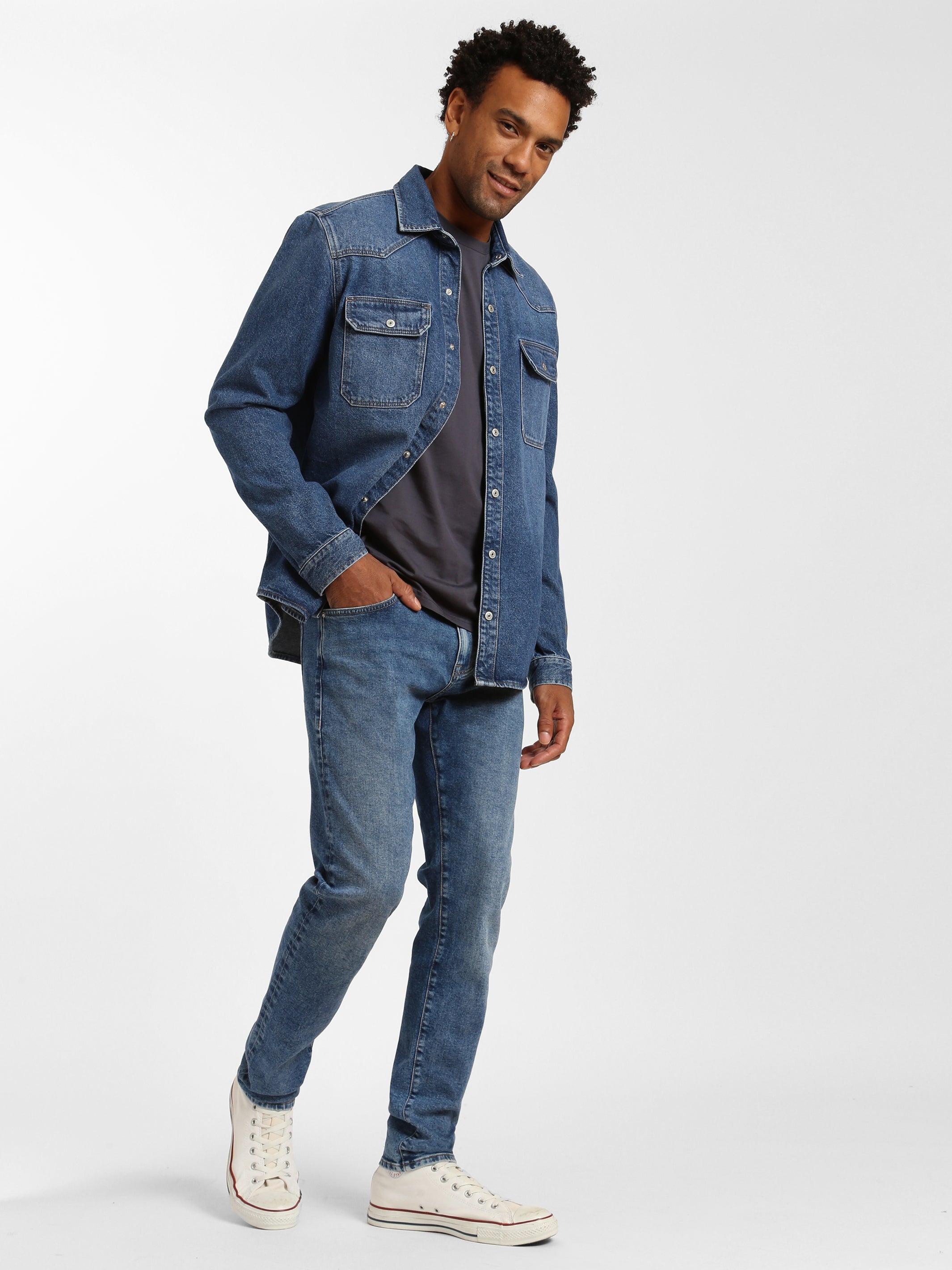 North Denim Shirt in Dark Indigo Denim - BROOKLYN INDUSTRIES