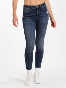 Coco High Rise Skinny Jeans in Dark Distressed Denim - BROOKLYN INDUSTRIES