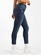 Coco High Rise Skinny Jeans in Dark Distressed Denim - BROOKLYN INDUSTRIES