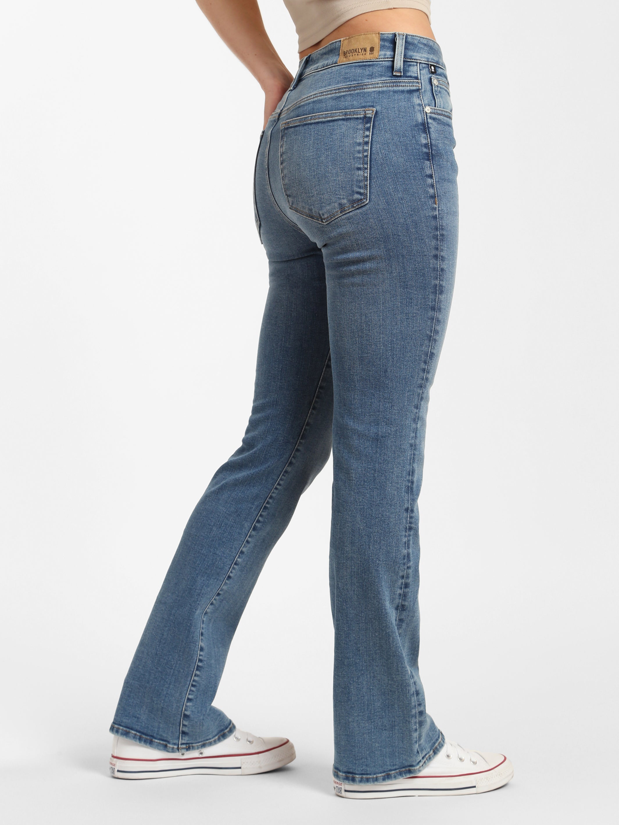 Metro Flare Jeans in Mid Denim - BROOKLYN INDUSTRIES