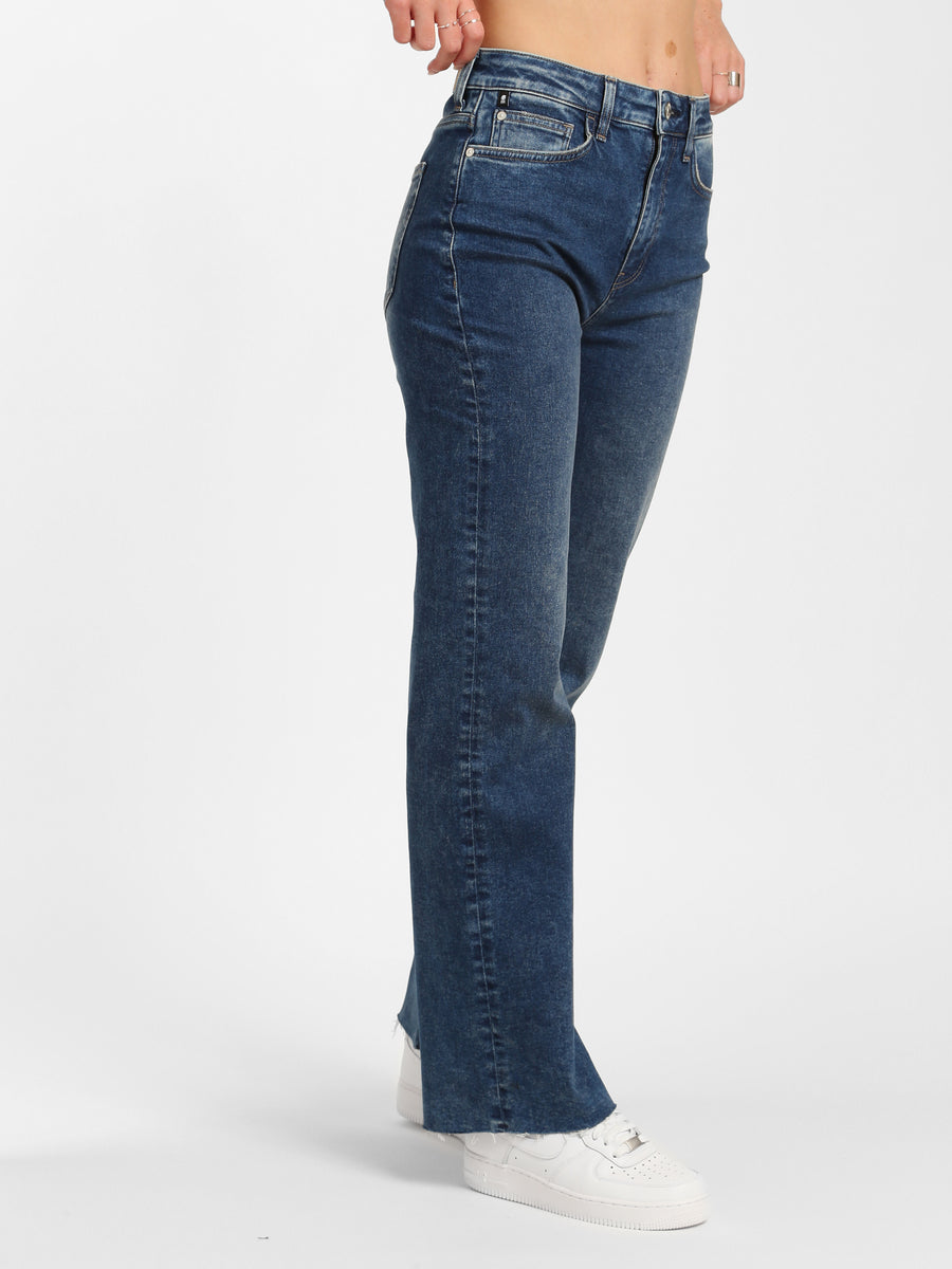 Park High Rise Wide Leg Jeans in Dark Brushed Denim - BROOKLYN INDUSTRIES