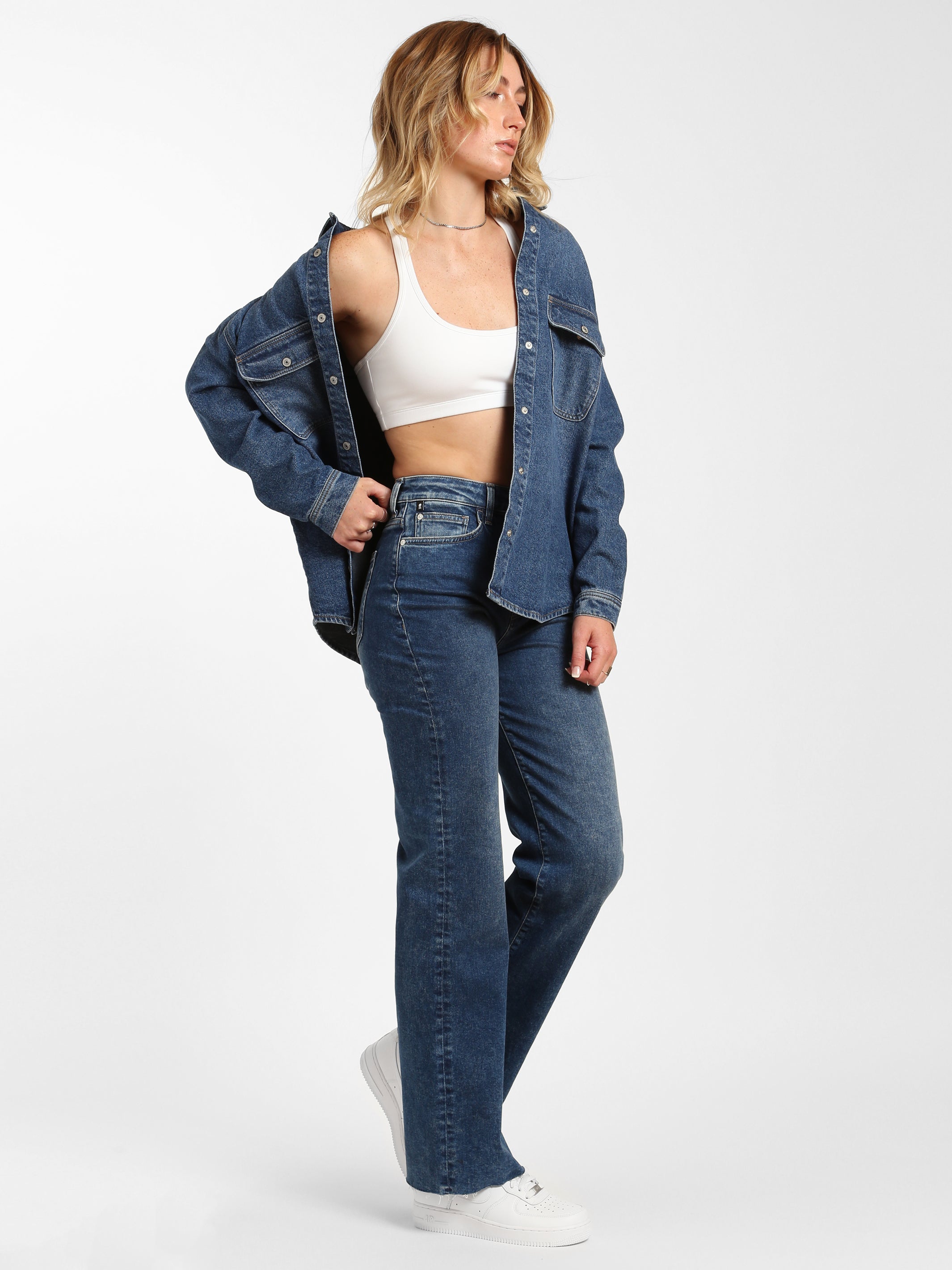【BOK PLACE】Brushed light washing long wide denimPT XLsize Brooklyn Industries Women's Park High Rise Wide Leg Jeans in