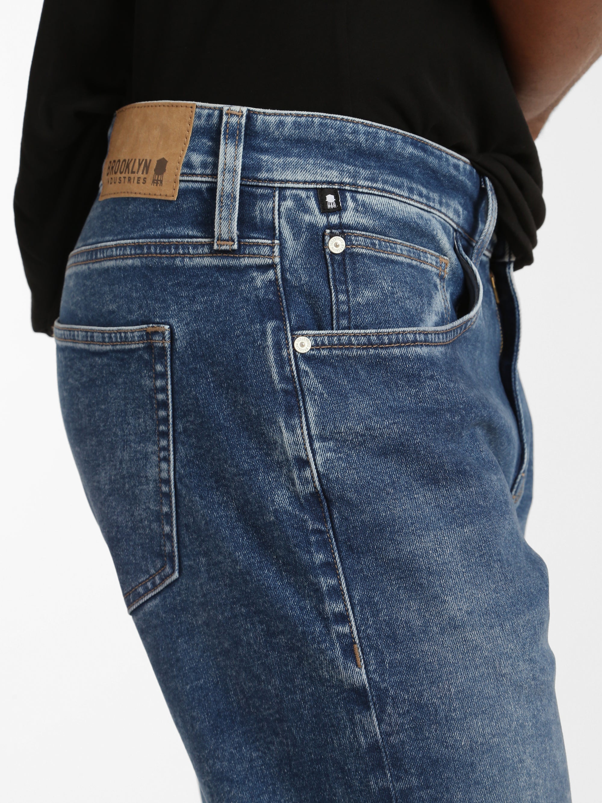 Bedford Slim Leg Jeans in Indigo Brushed Denim - BROOKLYN INDUSTRIES