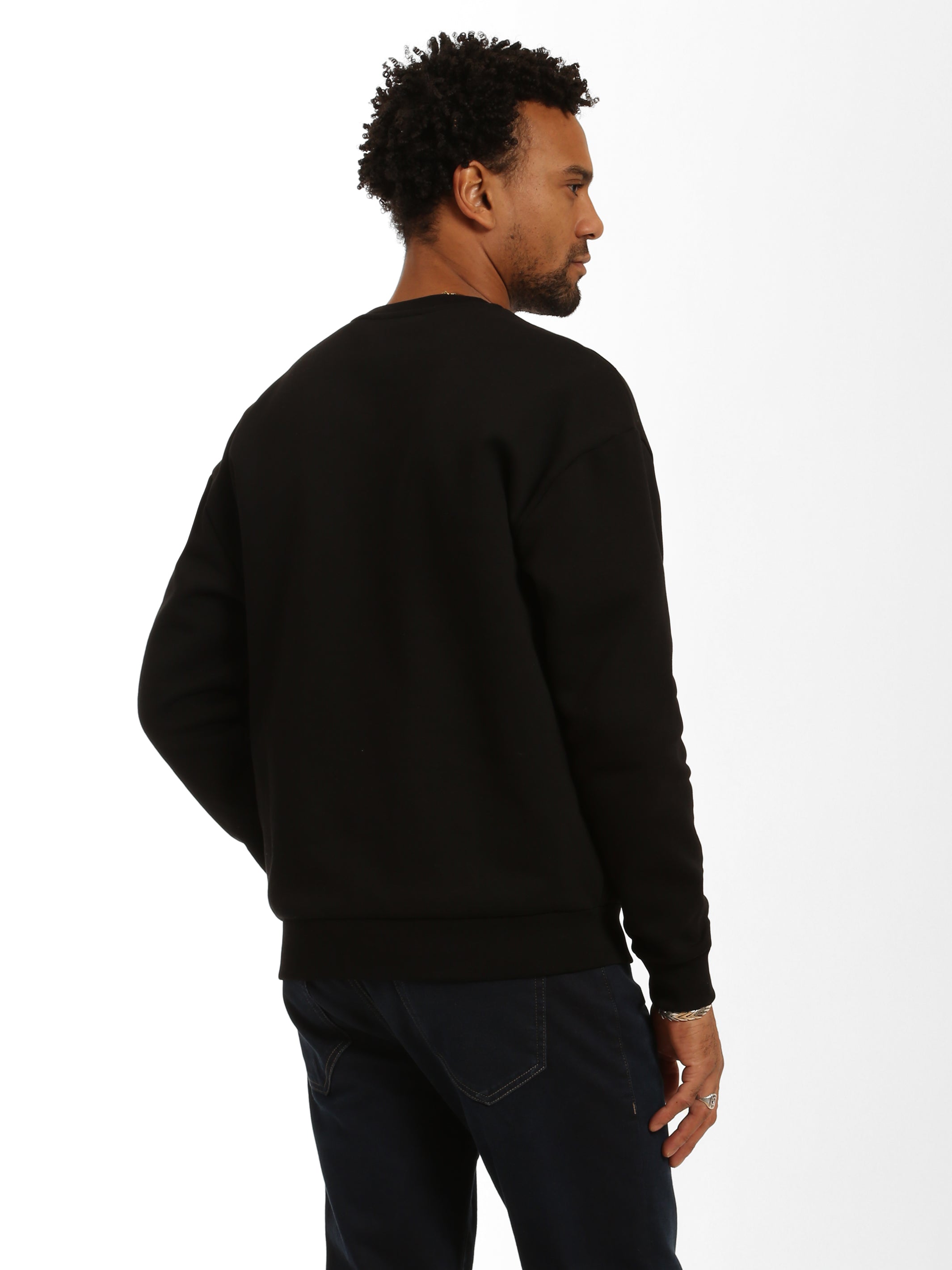 Mens black best sale crew neck sweatshirt