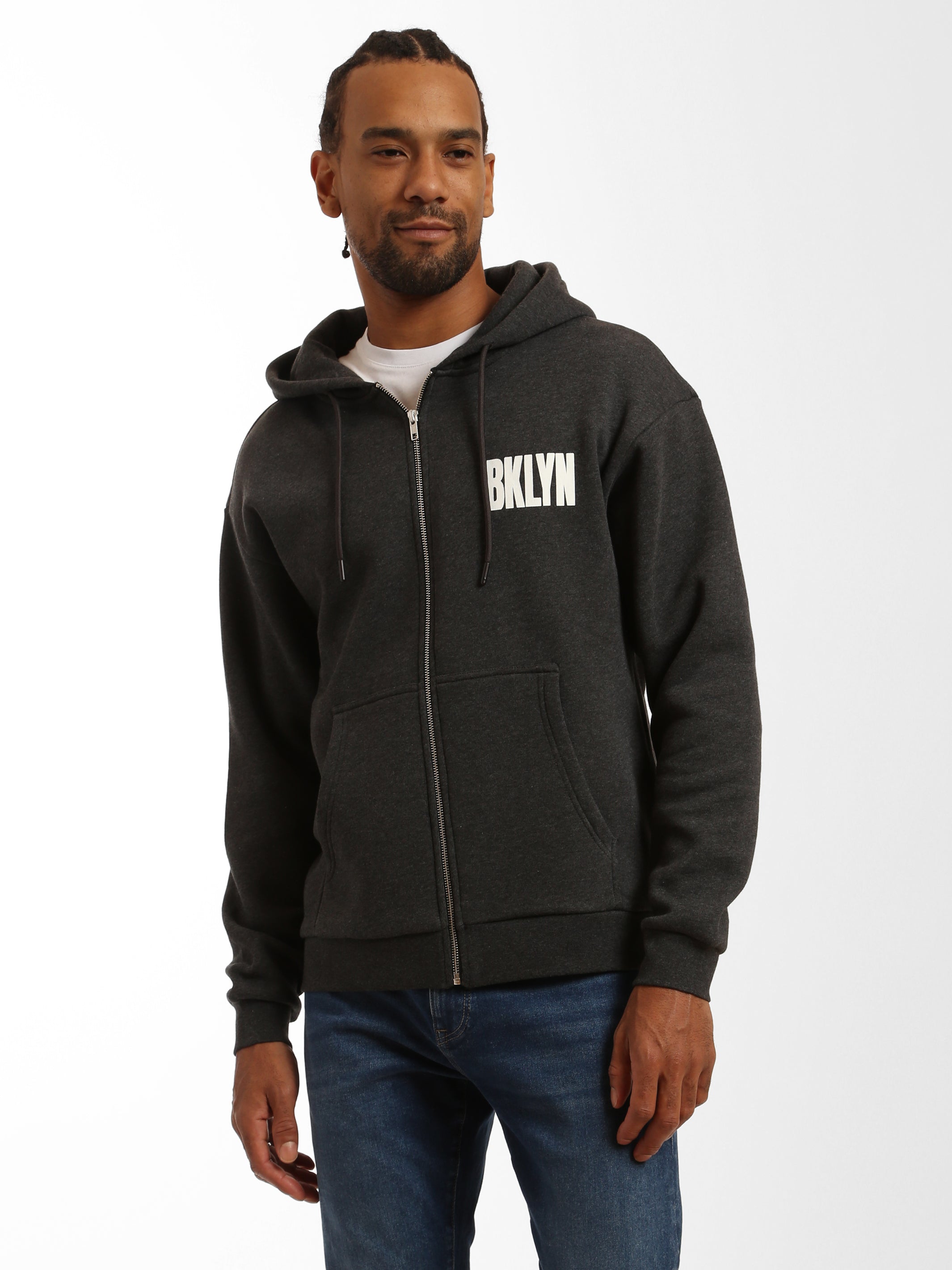 Men's Brooklyn Plastic Bag Zip-Up Hoodie - BROOKLYN INDUSTRIES