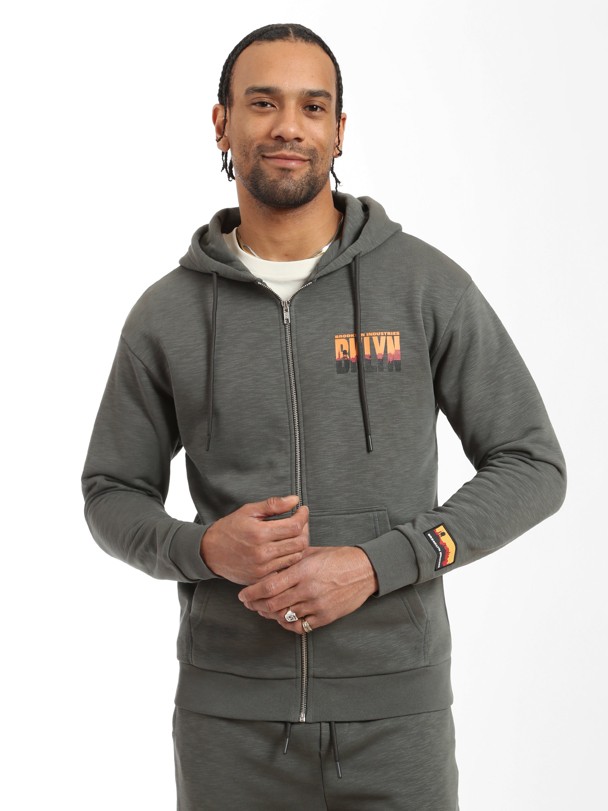 Men's BKLYN Zip-Up Slub Hoodie - BROOKLYN INDUSTRIES