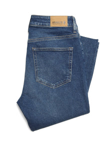 Court High Rise Cropped Straight Leg Jeans in Dark Blue Denim - BROOKLYN INDUSTRIES