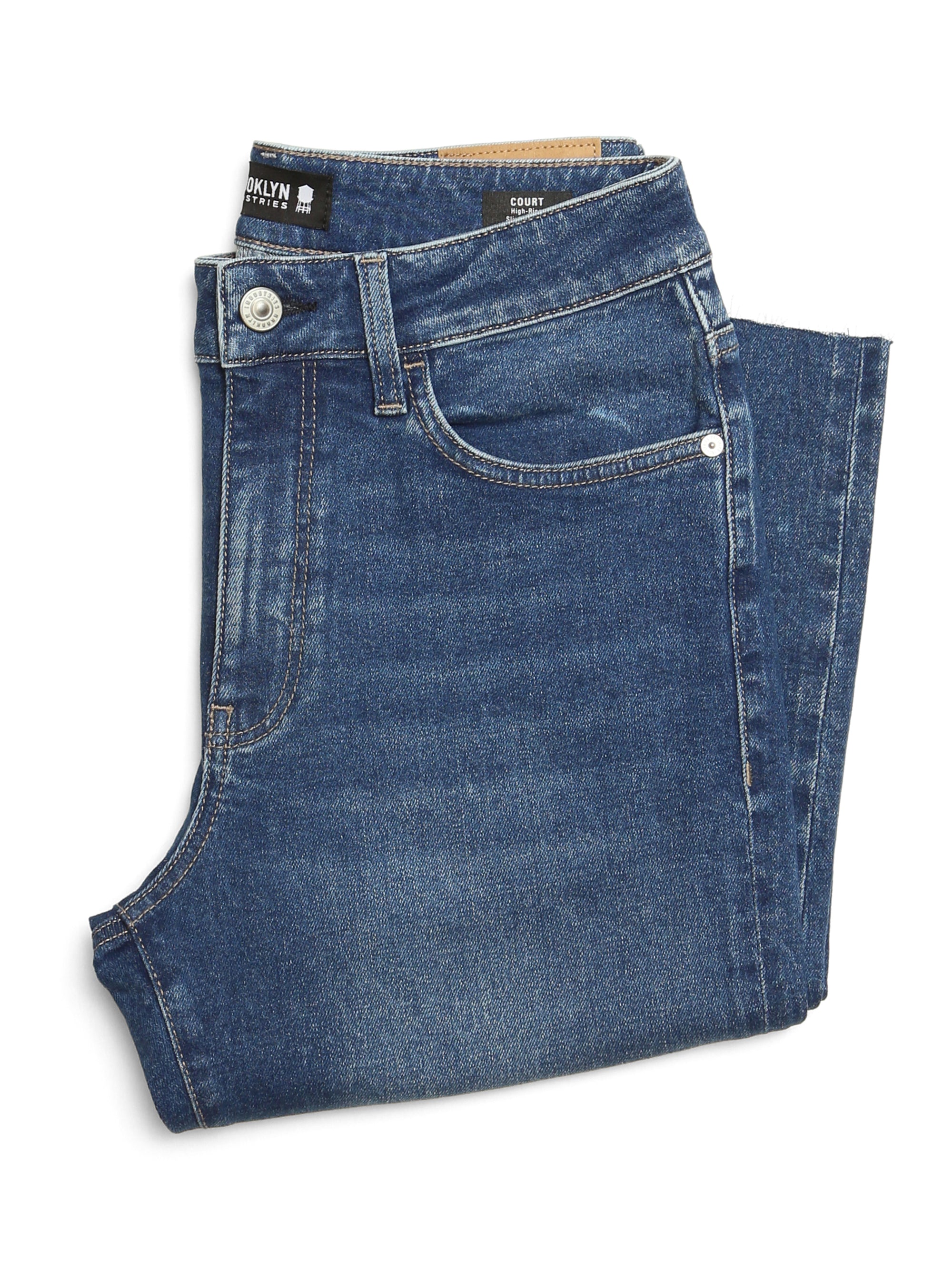 Court High Rise Cropped Straight Leg Jeans in Dark Blue Denim - BROOKLYN INDUSTRIES