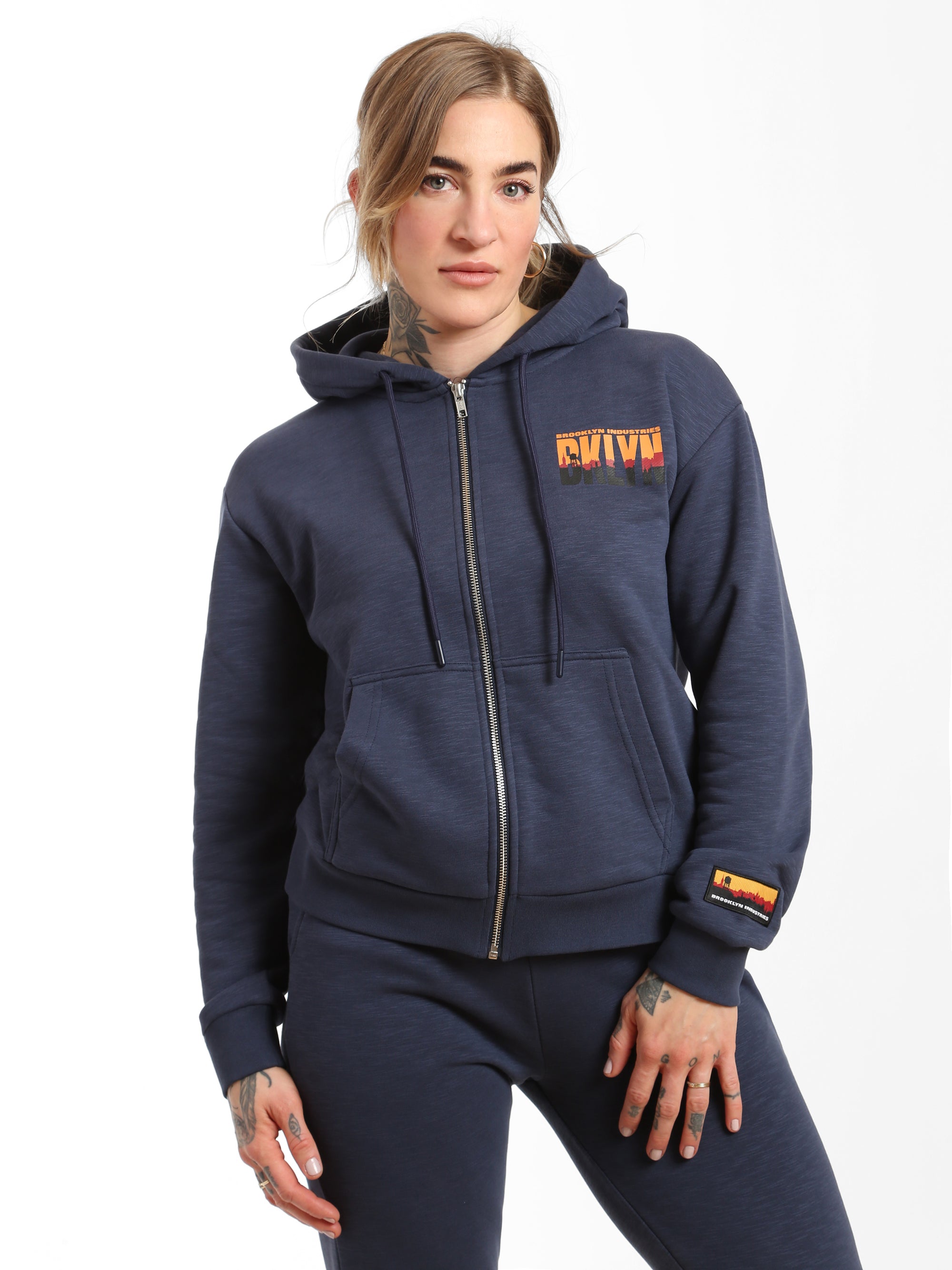 Women's BKLYN Printed Zip-Up Hoodie - BROOKLYN INDUSTRIES